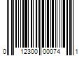 Barcode Image for UPC code 012300000741