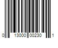 Barcode Image for UPC code 013000002301