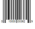 Barcode Image for UPC code 013000003629