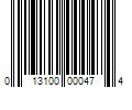 Barcode Image for UPC code 013100000474