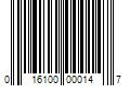 Barcode Image for UPC code 016100000147