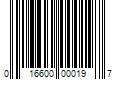 Barcode Image for UPC code 016600000197