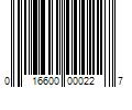 Barcode Image for UPC code 016600000227