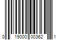 Barcode Image for UPC code 019000003621