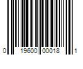 Barcode Image for UPC code 019600000181