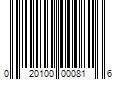 Barcode Image for UPC code 020100000816