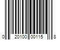 Barcode Image for UPC code 020100001158