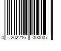 Barcode Image for UPC code 0202216000007