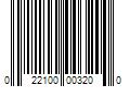 Barcode Image for UPC code 022100003200