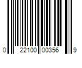 Barcode Image for UPC code 022100003569