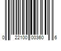 Barcode Image for UPC code 022100003606