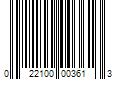 Barcode Image for UPC code 022100003613