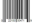 Barcode Image for UPC code 022100004719