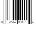 Barcode Image for UPC code 022267000074