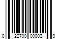 Barcode Image for UPC code 022700000029