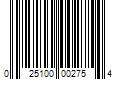 Barcode Image for UPC code 025100002754