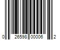 Barcode Image for UPC code 026598000062