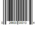 Barcode Image for UPC code 026600000134