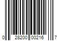 Barcode Image for UPC code 028200002167