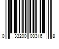 Barcode Image for UPC code 033200003168