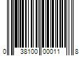 Barcode Image for UPC code 038100000118