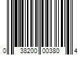 Barcode Image for UPC code 038200003804