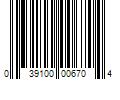 Barcode Image for UPC code 039100006704