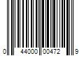 Barcode Image for UPC code 044000004729