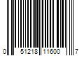 Barcode Image for UPC code 051218116007