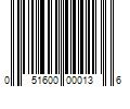 Barcode Image for UPC code 051600000136