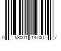 Barcode Image for UPC code 053001147007