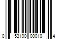 Barcode Image for UPC code 053100000104