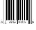 Barcode Image for UPC code 078662000058