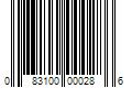 Barcode Image for UPC code 083100000286