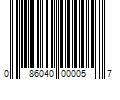 Barcode Image for UPC code 086040000057