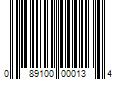 Barcode Image for UPC code 089100000134