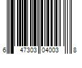 Barcode Image for UPC code 647303040038